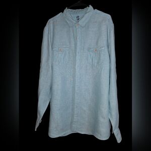 Ocean & Coast Mens Light Blue Button-Up Linen Shirt XL.
